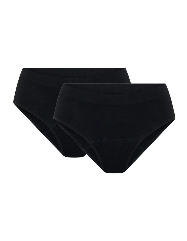 Soft Stretch Seamless Period Underwear Bikini Brief 2 Pack in Moderate Absorbency image 1