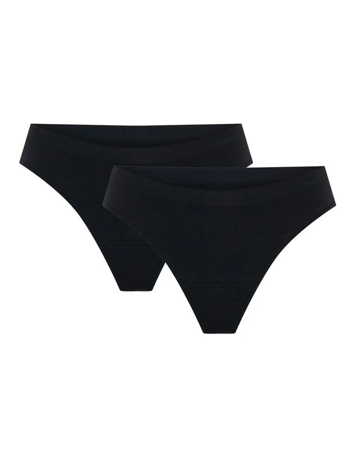Soft Stretch Seamless Period Underwear Thong 2 Pack in Light Absorbency image 1