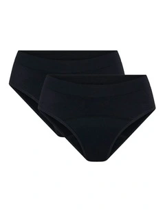 Teen Soft Stretch Seamless Hipster Period Underwear 2 Pack in Black