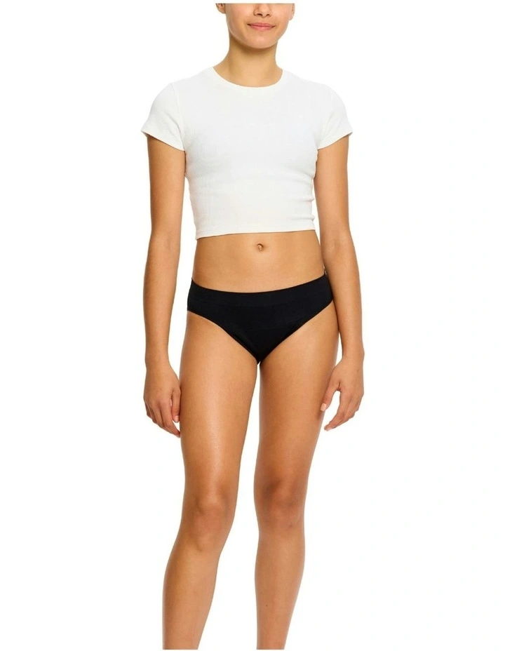 Teen Soft Stretch Seamless Hipster Period Underwear 2 Pack in Black image 3