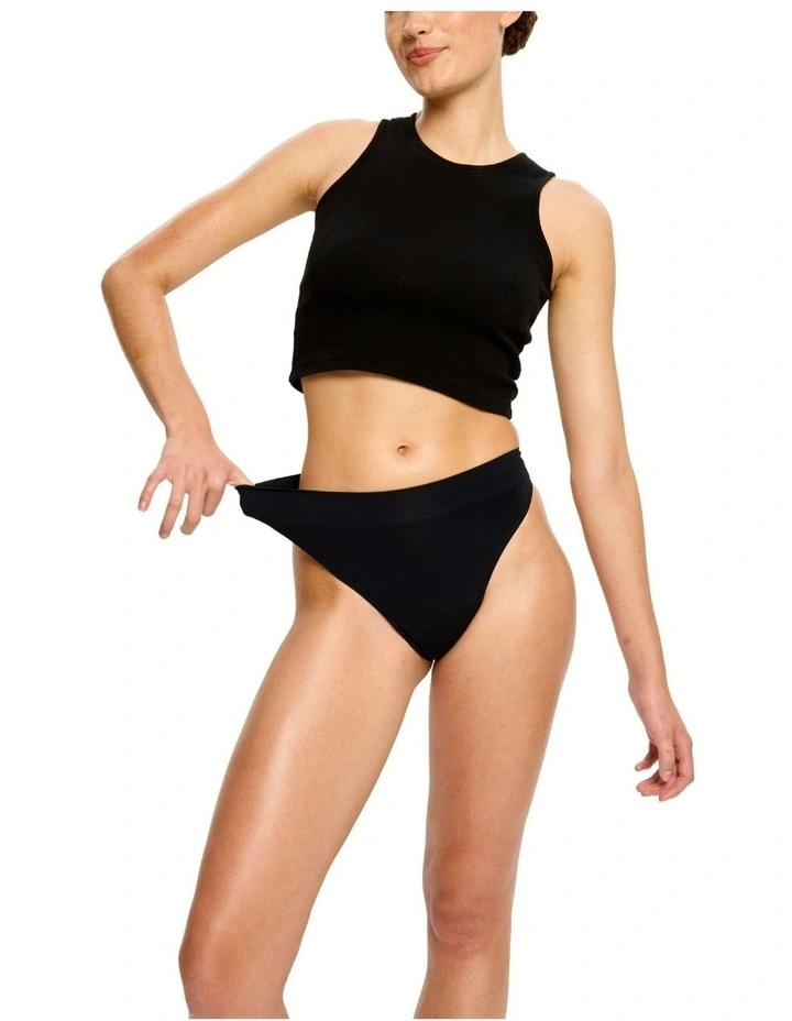 Seamfree Hi Waist Cheeky Period Underwear Moderate Absorbency in Black image 2