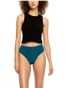 Seamfree Hi Waist Cheeky Period Underwear Moderate Absorbency in Teal Blue