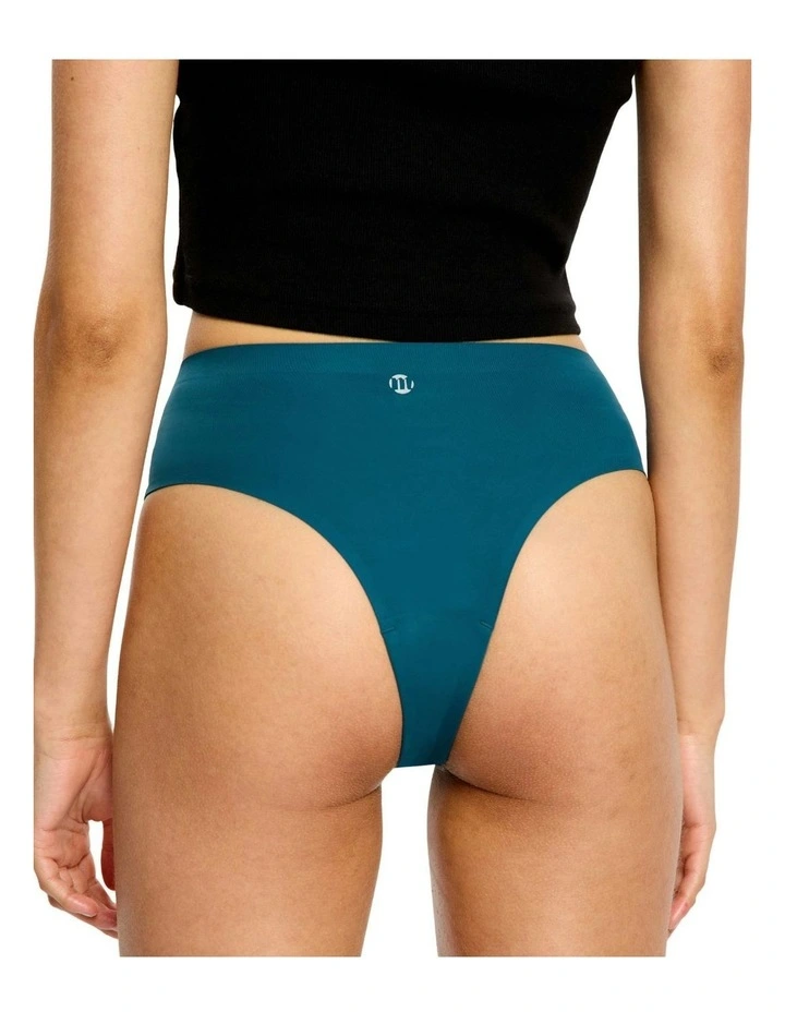 Seamfree Hi Waist Cheeky Period Underwear Moderate Absorbency in Teal Blue image 4