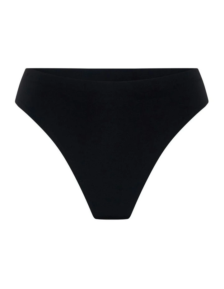 Seamfree Hi Waist Period Underwear Thong Light Absorbency in Black image 5