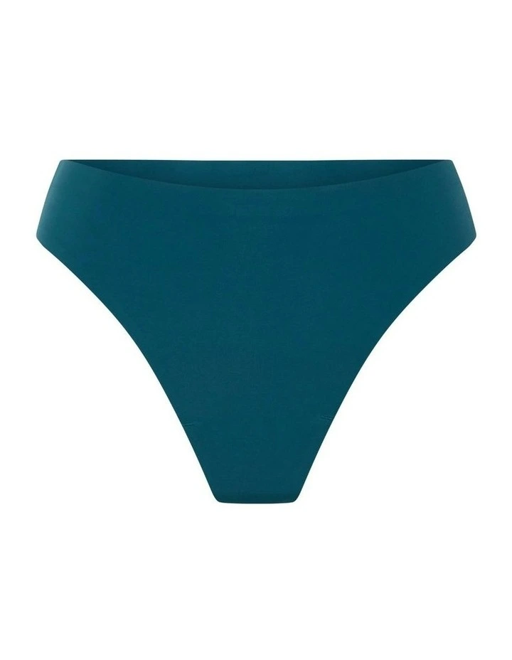 Seamfree Hi Waist Period Underwear Thong Light Absorbency in Teale Blue image 5
