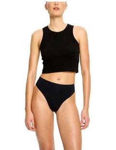Light Absorbency Hi Waist Period Underwear Thong in Black
