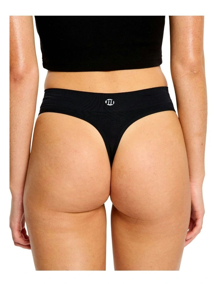 Light Absorbency Hi Waist Period Underwear Thong in Black image 2