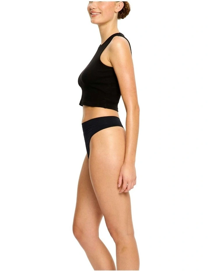 Light Absorbency Hi Waist Period Underwear Thong in Black image 3