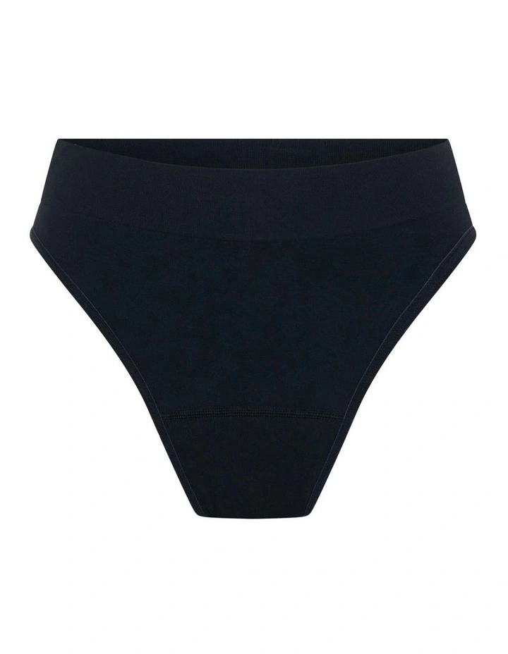 Light Absorbency Hi Waist Period Underwear Thong in Black image 5