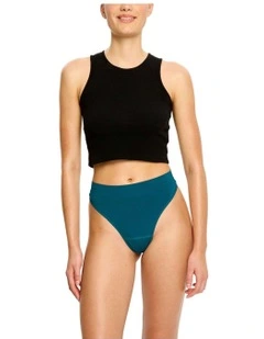 Light Absorbency Hi Waist Period Underwear Thong in Blue