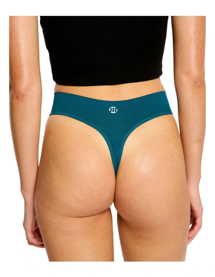 Light Absorbency Hi Waist Period Underwear Thong in Blue image 2