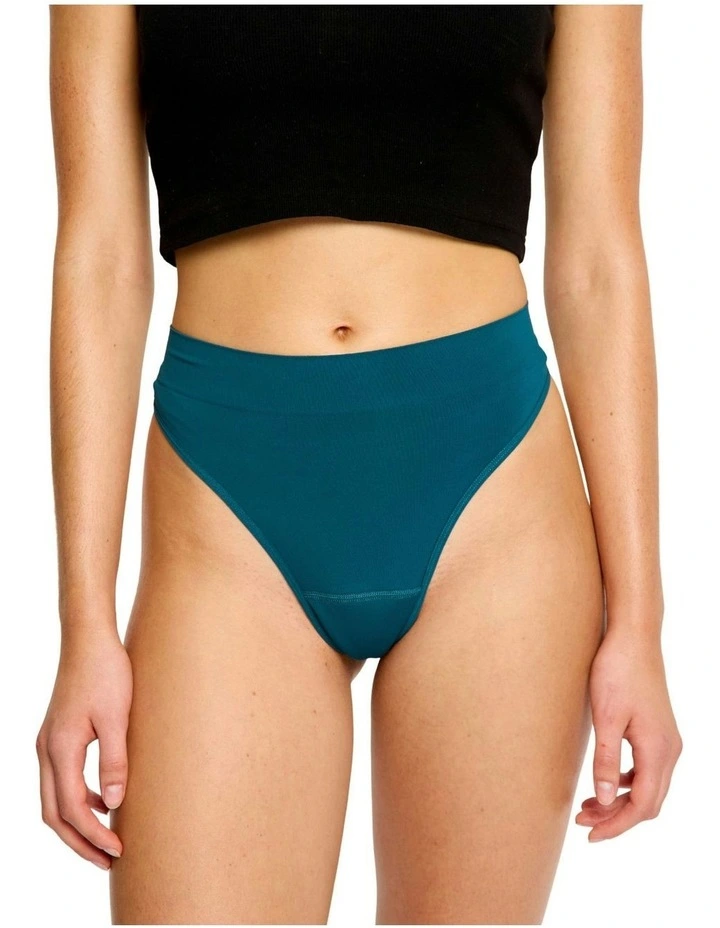 Light Absorbency Hi Waist Period Underwear Thong in Blue image 4
