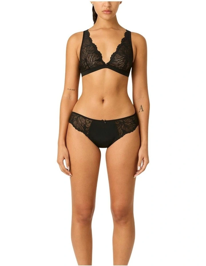 Light Absorbency Camille Period Underwear Thong in Noir Black image 1