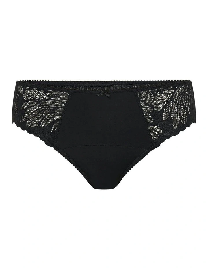 Light Absorbency Camille Period Underwear Thong in Noir Black image 4