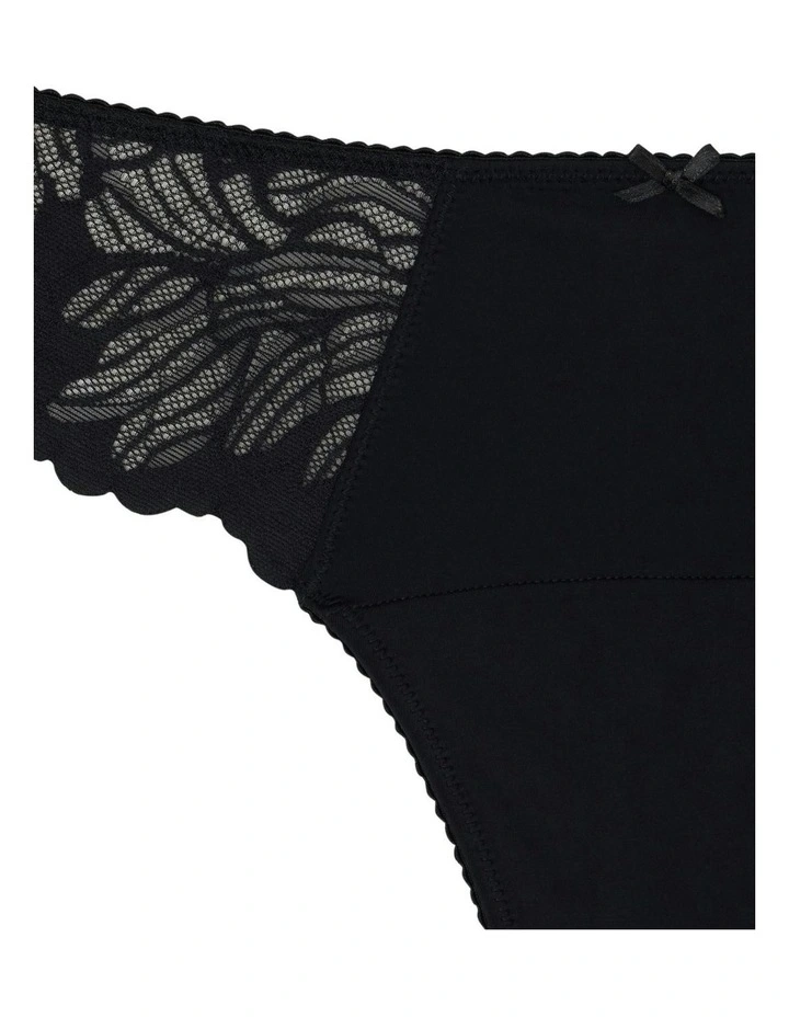 Light Absorbency Camille Period Underwear Thong in Noir Black image 6