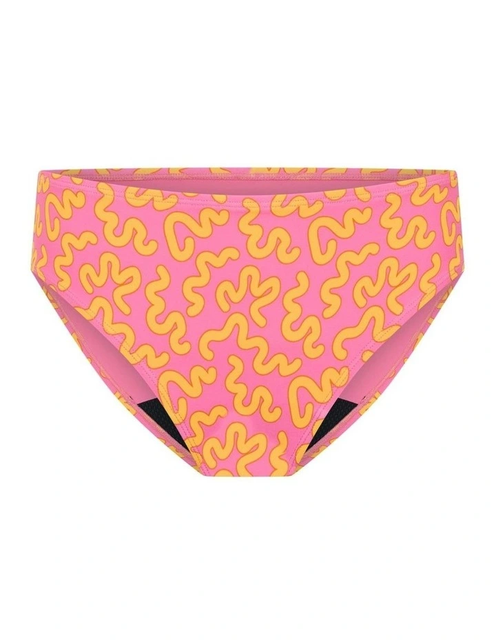 Teen Period Swimwear Bikini Brief Light Absorbency in Wavy Pink image 5