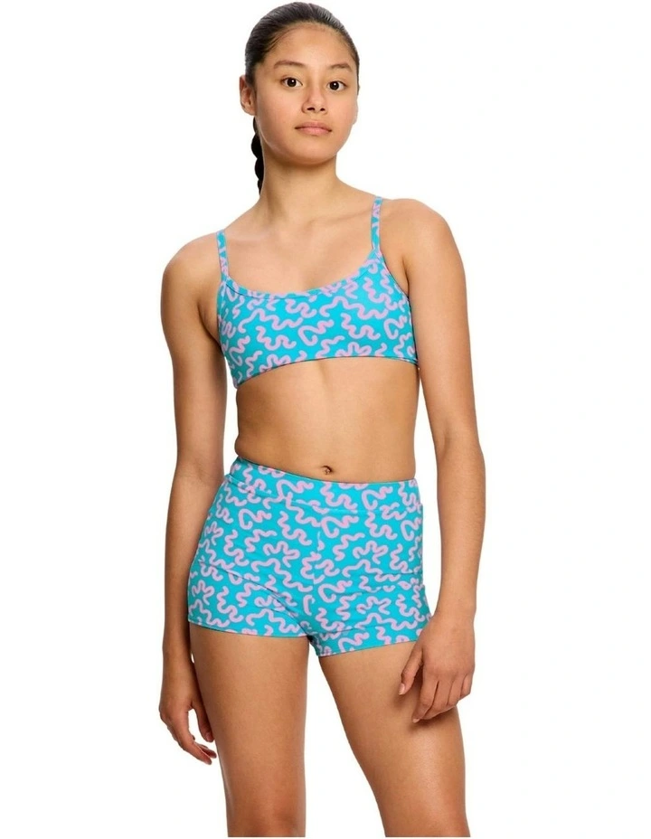 Teen Period Swimwear Hi Waist Short Super Absorbency in Wavy Blue image 1