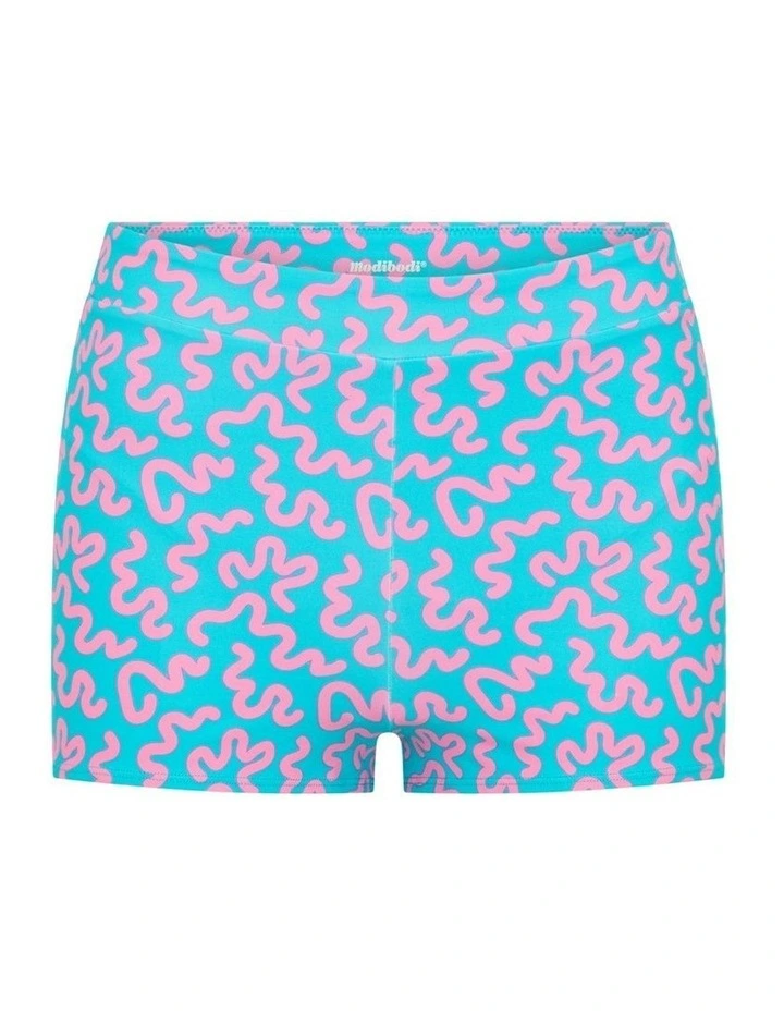 Teen Period Swimwear Hi Waist Short Super Absorbency in Wavy Blue image 5