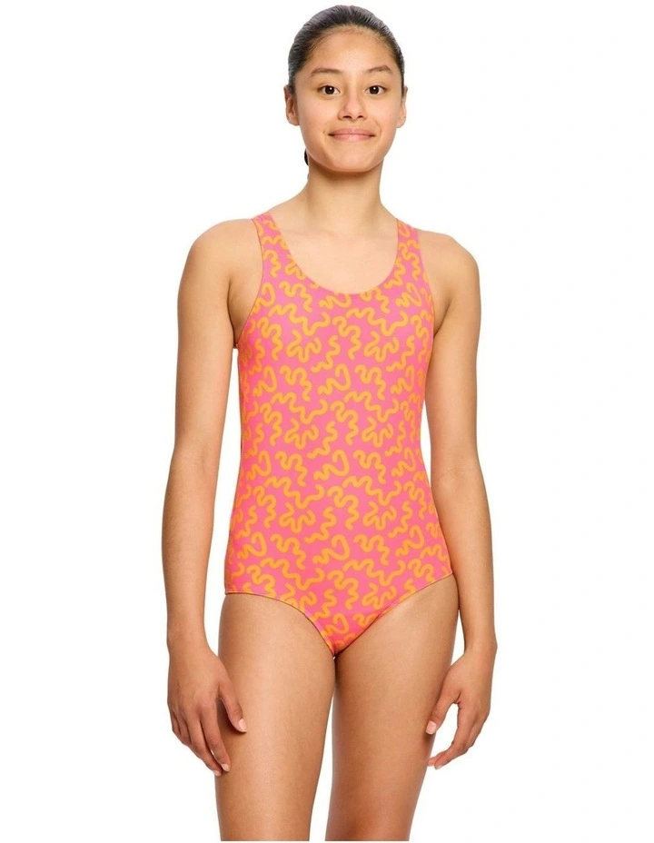 Teen Racerback One Piece in Wavy Pink image 1