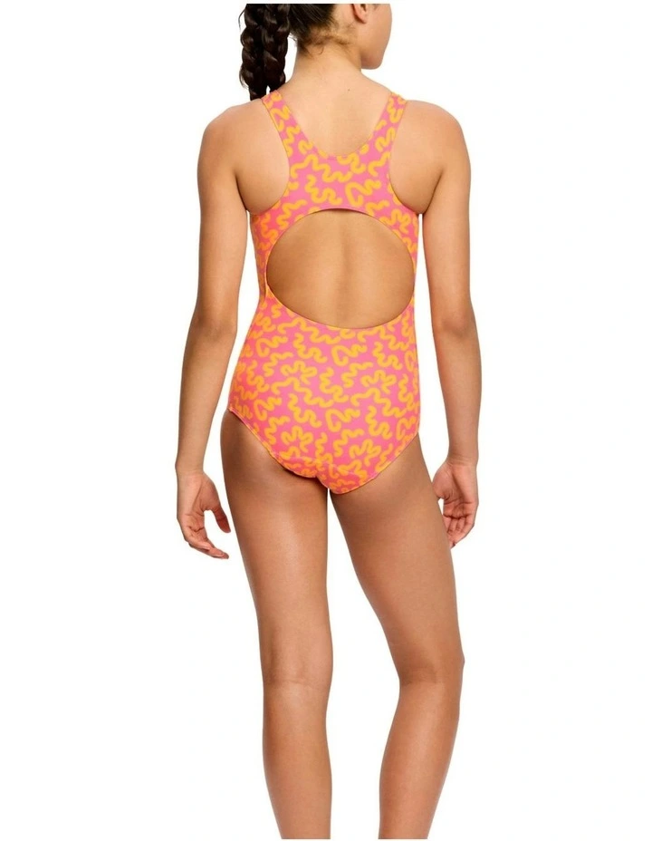 Teen Racerback One Piece in Wavy Pink image 2
