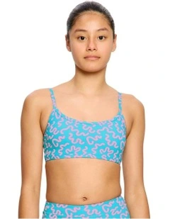 Teen Adjustable Crop Top in Wavy Blue