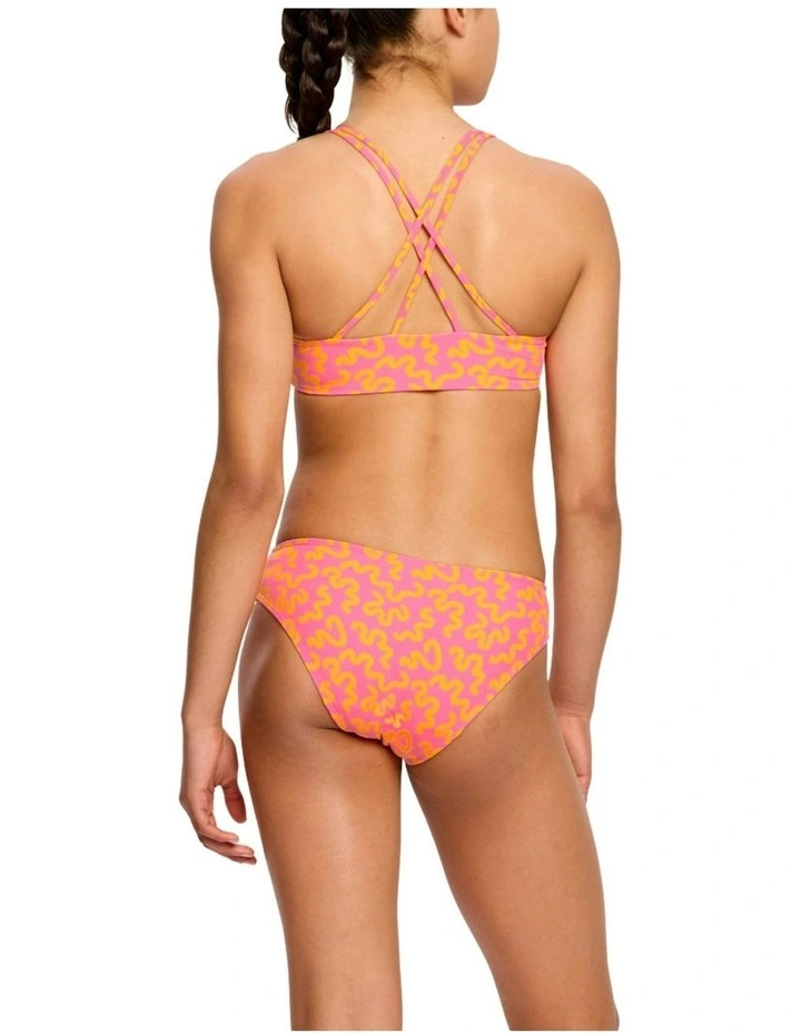 Teen Cross Back Crop Top in Wavy Pink image 2