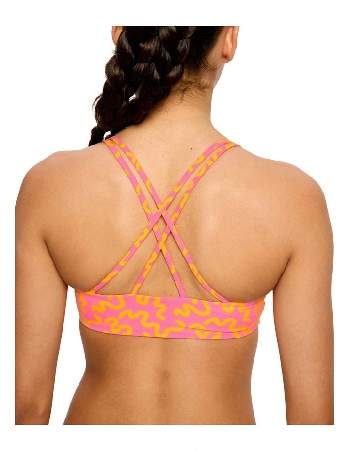 Teen Cross Back Crop Top in Wavy Pink image 4