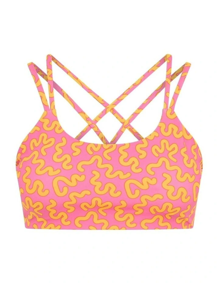Teen Cross Back Crop Top in Wavy Pink image 5