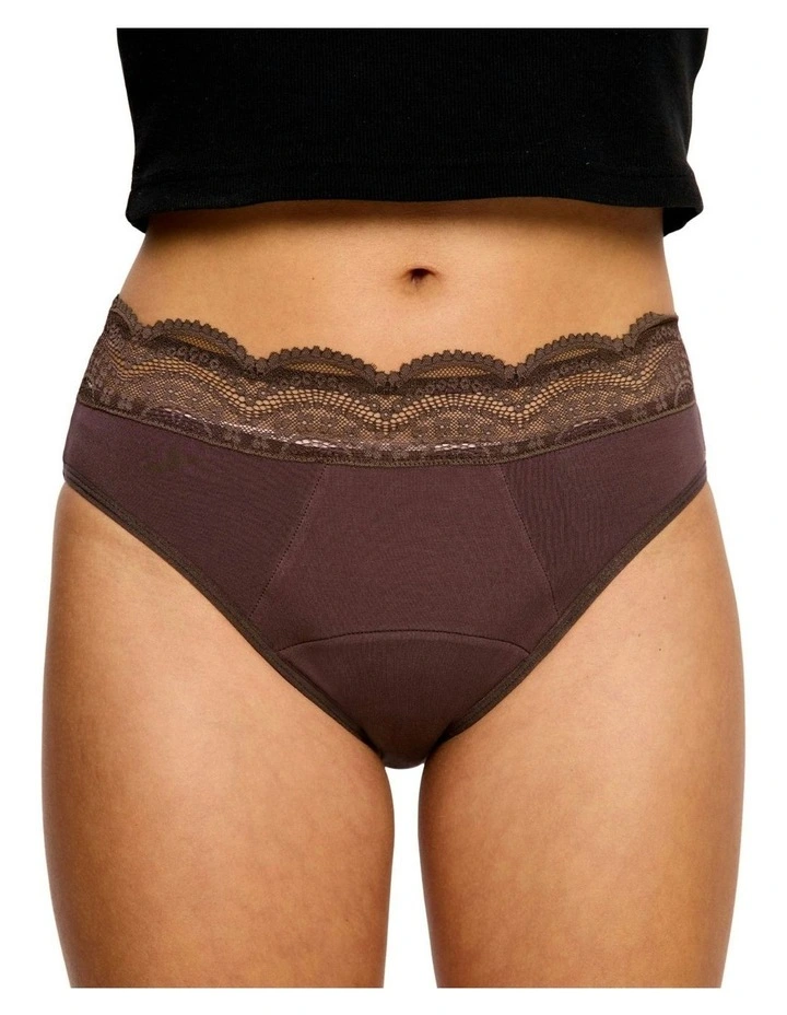 Sensual Hi Waist Period Super Absorbency Mahogany Bikini in Brown image 4