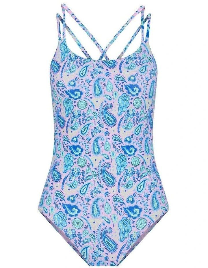 Teen Period Cross Back One Piece in Paisley Pink image 5