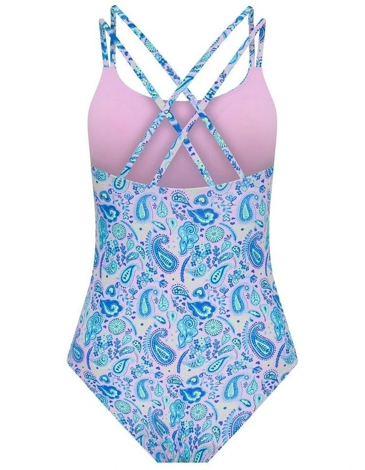 Teen Period Cross Back One Piece in Paisley Pink image 6