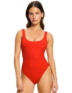 Period Swimwear Scoop Neck One Piece Light Absorbency in Poinciana