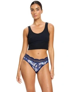 Sensual Hi Waist Period Moderate Absorbency Opulent Paisley Bikini in Navy