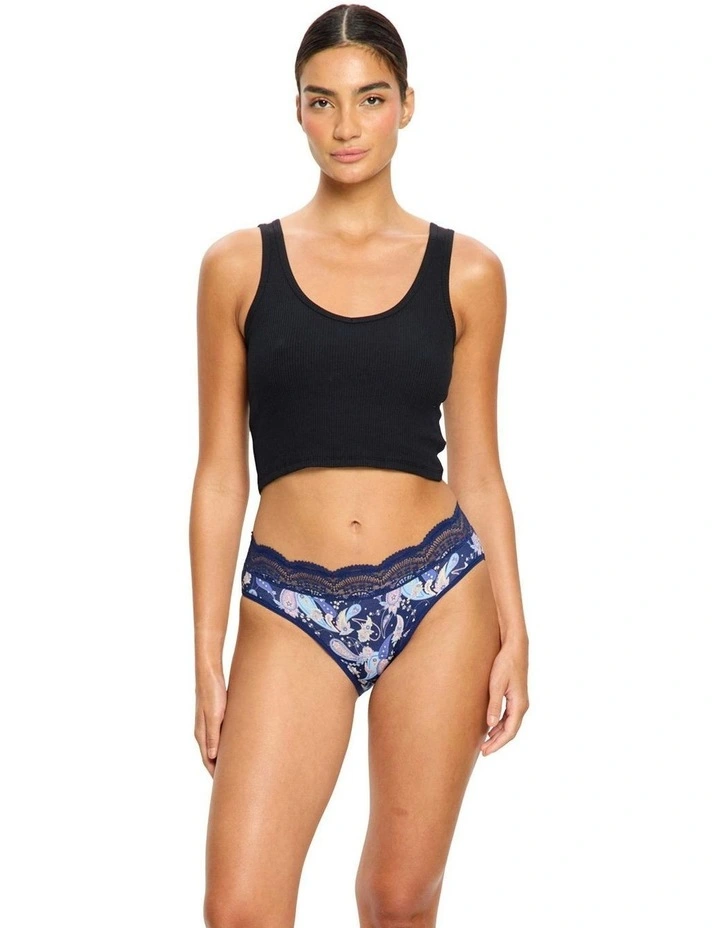 Sensual Hi Waist Period Moderate Absorbency Opulent Paisley Bikini in Navy image 2