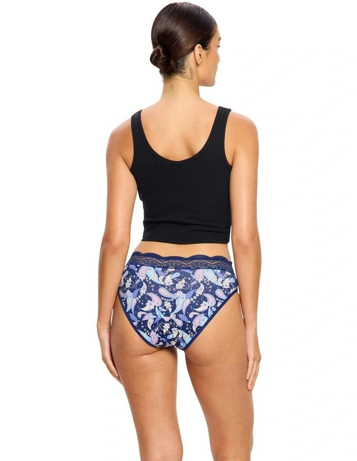 Sensual Hi Waist Period Moderate Absorbency Opulent Paisley Bikini in Navy image 4