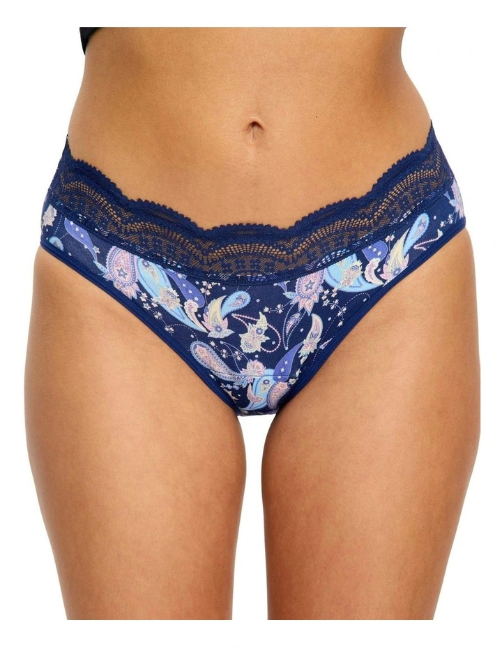 Sensual Hi Waist Period Moderate Absorbency Opulent Paisley Bikini in Navy image 5
