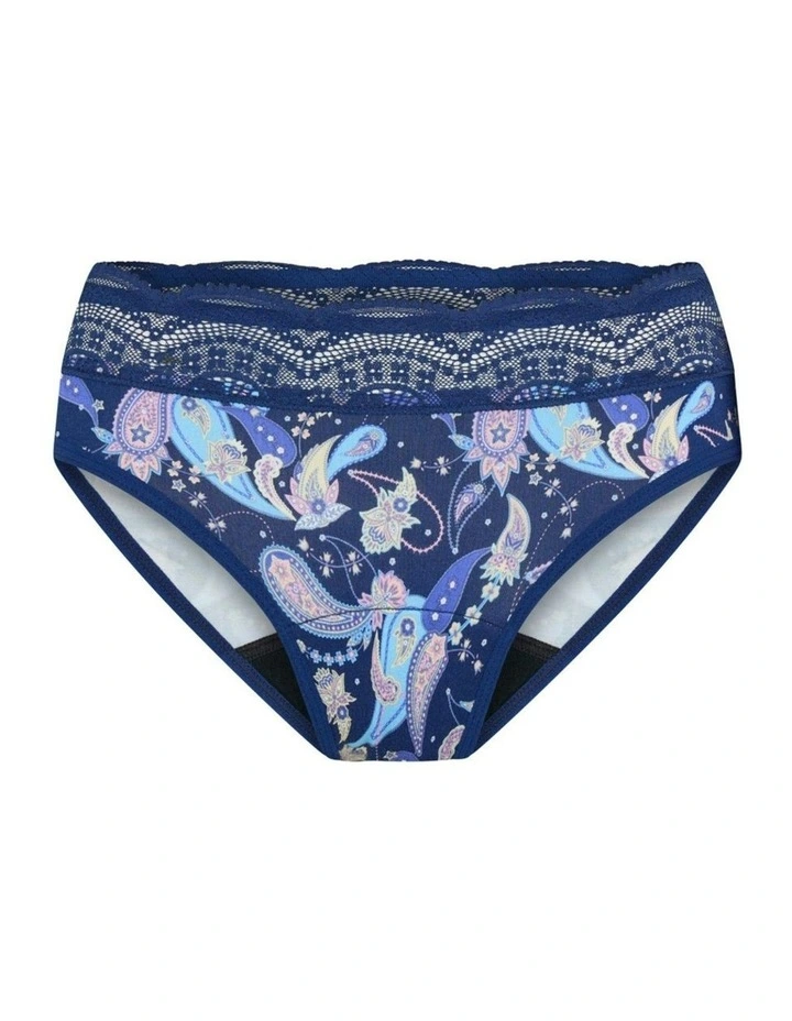 Sensual Hi Waist Period Moderate Absorbency Opulent Paisley Bikini in Navy image 6