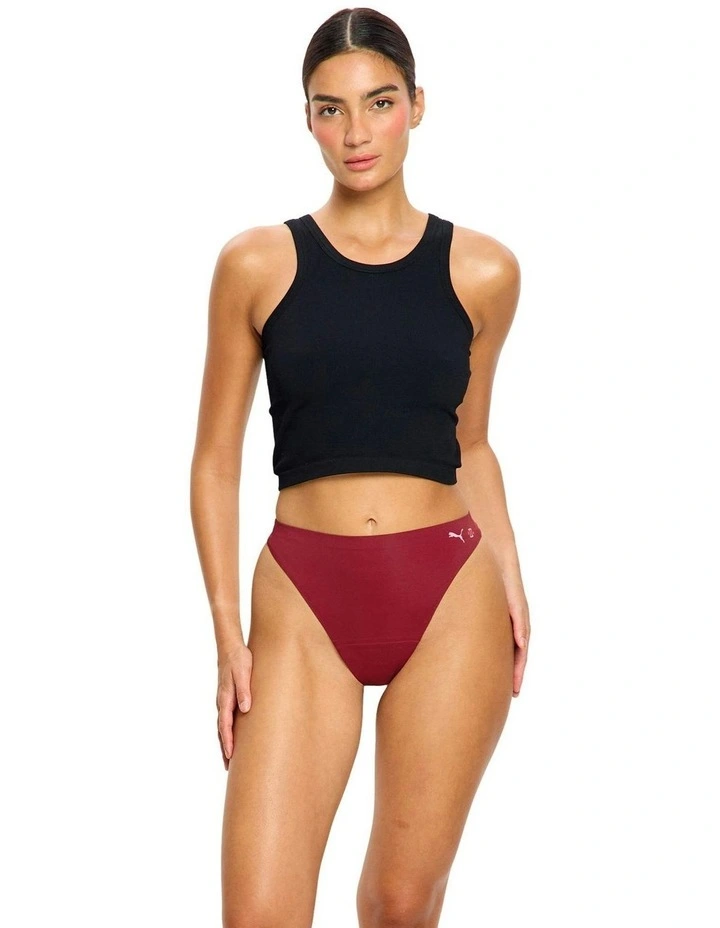 Seamfree Active Hi Waist Period Thong Light Absorbency Caramelised in Red image 2