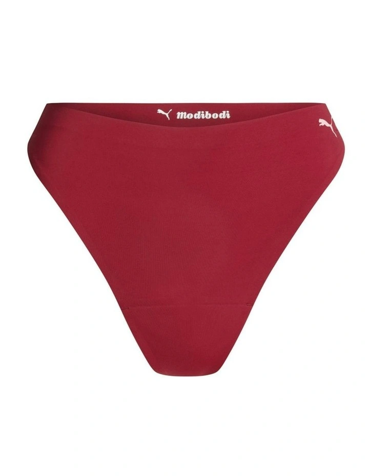 Seamfree Active Hi Waist Period Thong Light Absorbency Caramelised in Red image 6