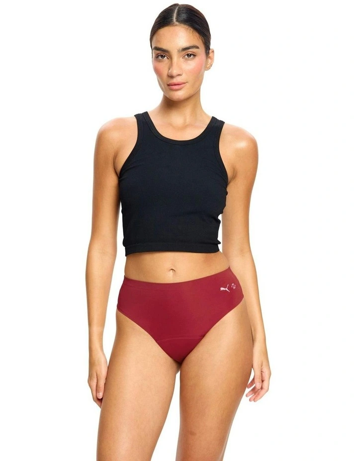 Seamfree Active Hi Waist Cheeky Moderate Absorbency Caramelised in Red image 2