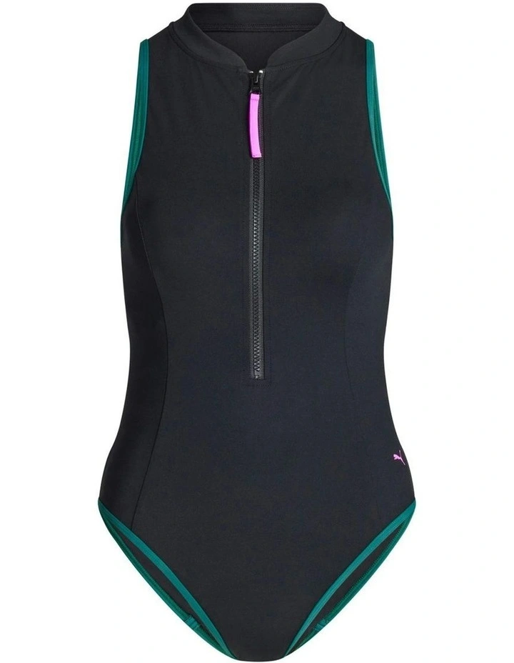 Swimwear Zip Front One Piece Super Absorbency in Black Orchid image 6
