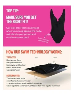 Teen Swimwear Racer One Piece Light Absorbency Luna Blossom in Black