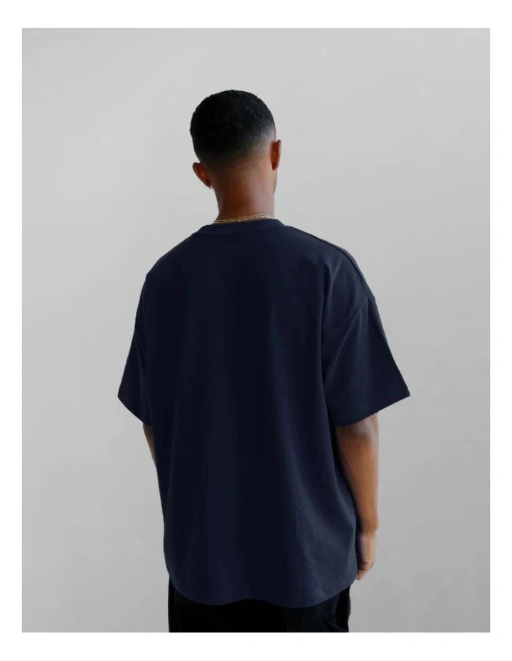Luxe Oversized Tee in Navy image 2