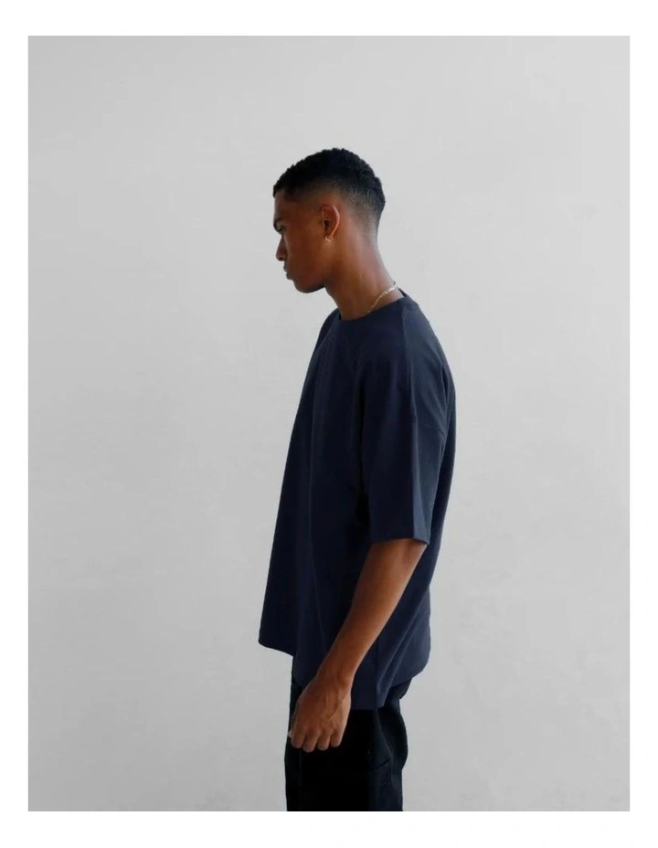 Luxe Oversized Tee in Navy image 3