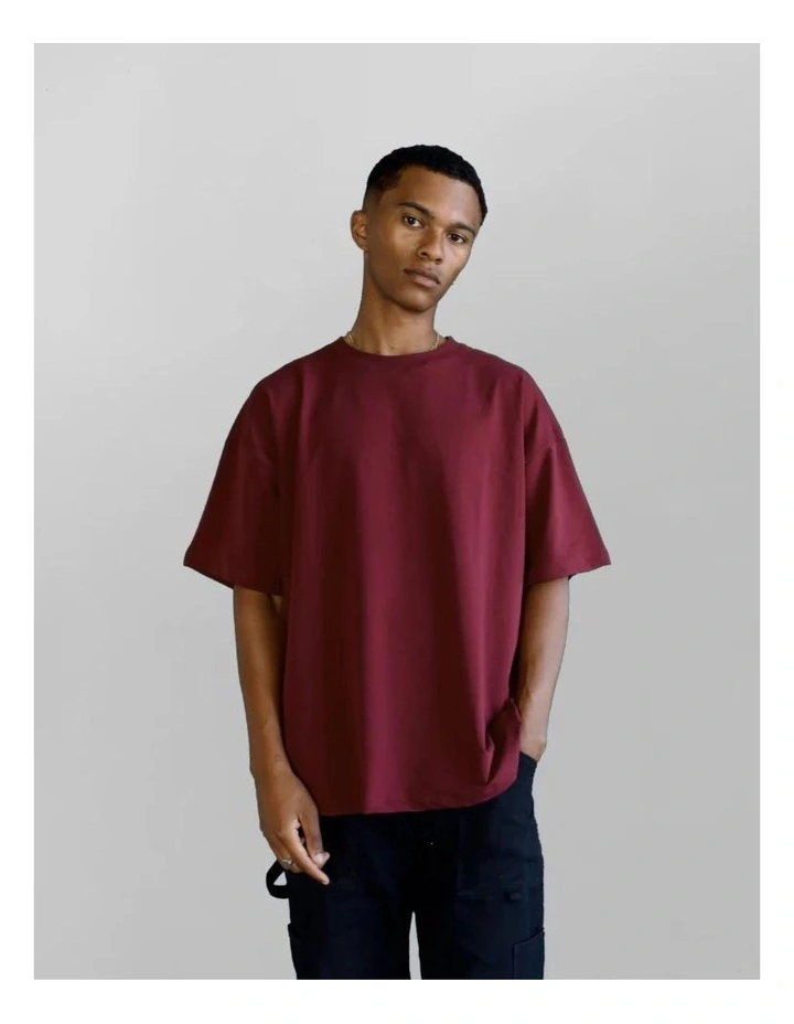 Luxe Oversized Tee in Maroon image 1