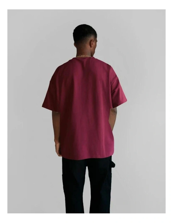 Luxe Oversized Tee in Maroon image 2
