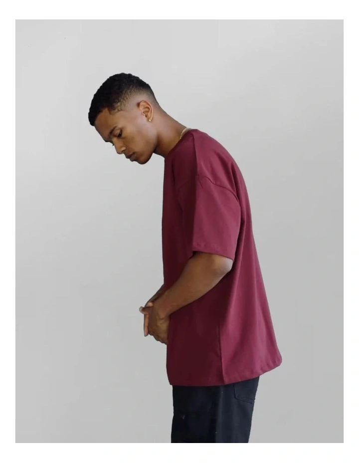 Luxe Oversized Tee in Maroon image 3