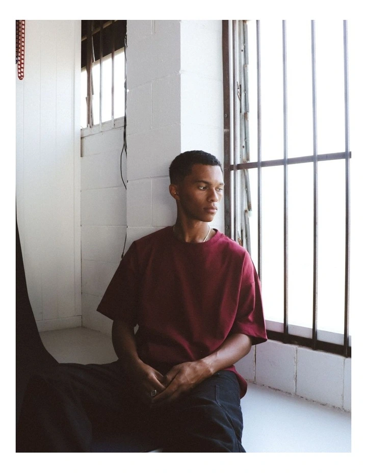 Luxe Oversized Tee in Maroon image 4