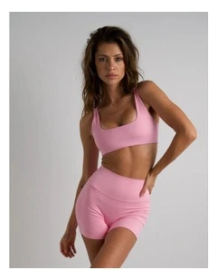 Square Neck Crop Top in Pink