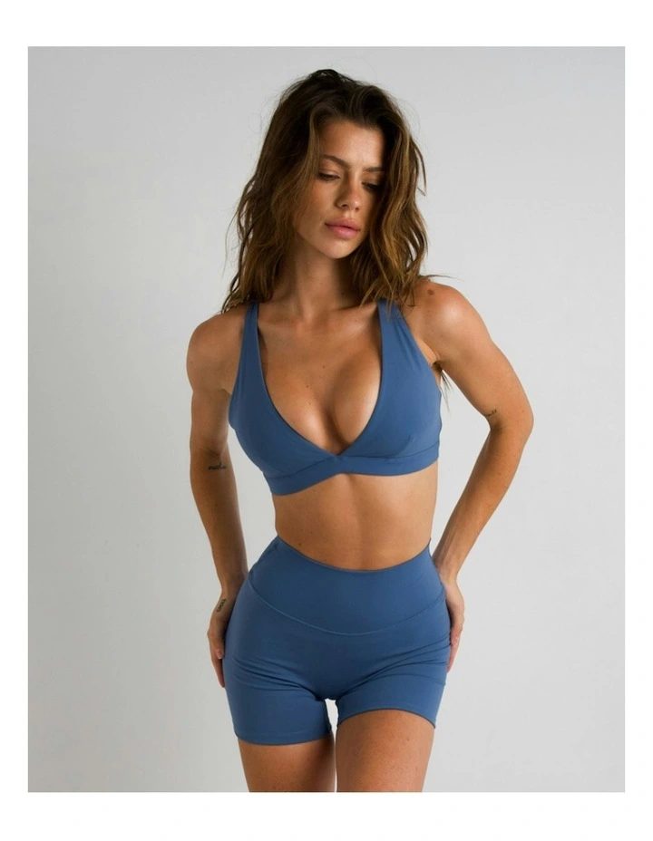 V-Neck Crop Top in Slate Blue image 2